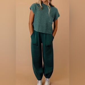 Free People Beach FREYA SWEATER SET 🔥Emerald Spell Combo- XL